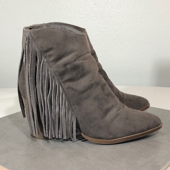 Madden Girl Suede Fringe Ankle Boots - Picture 5 of 7